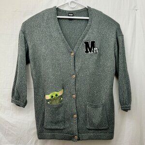 Her Universe Star Wars Mandalorian Grogu 5 Button Cardigan Women +1 Gray